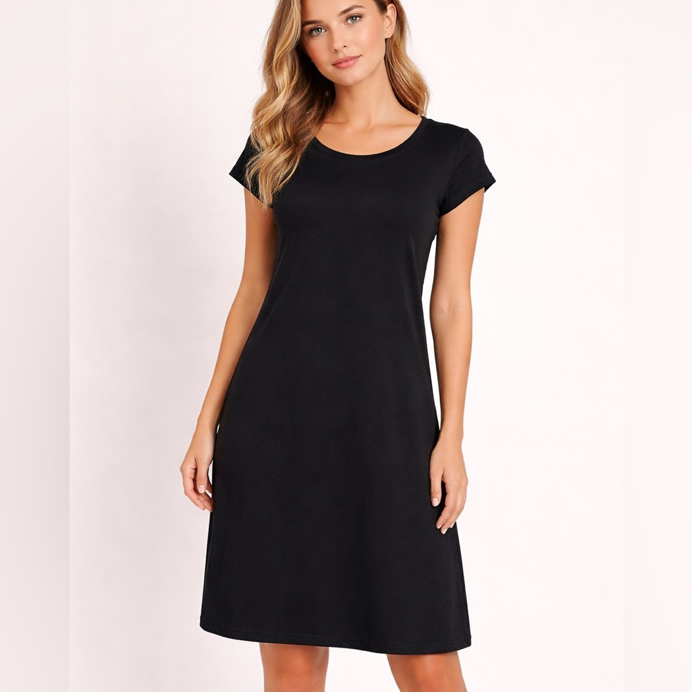 Eileen Fisher Black Organic Cotton Capsule Wardrobe Dress Size Small